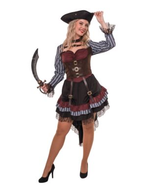 Kleid Steampunk schwarz/rot S/M