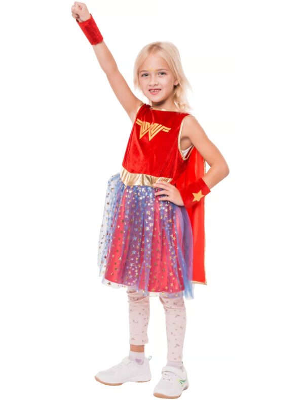 Kleid Superheldin 3-tlg. Kinder rot/blau 4-6 Jahre