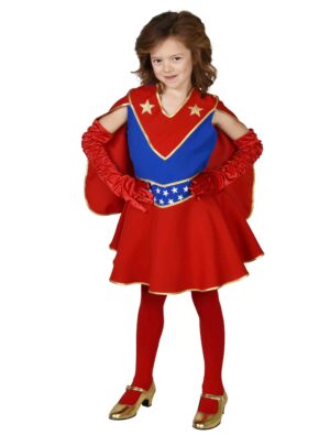 Kleid Superheldin Kinder rot/blau 116