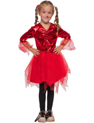 Kleid Teufel metallic mit Tüll  Kinder rot