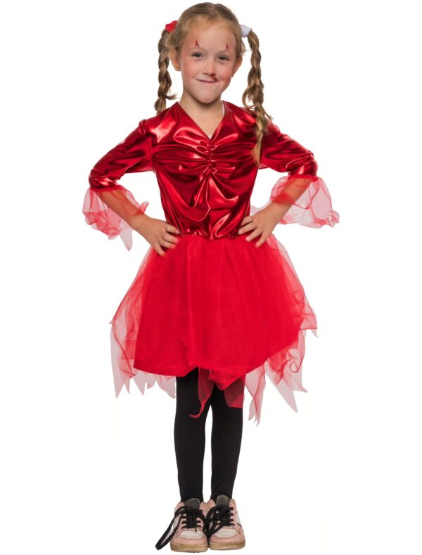 Kleid Teufel metallic mit Tüll  Kinder rot