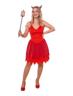 Kleid Teufelin mit Schwanz rot XS