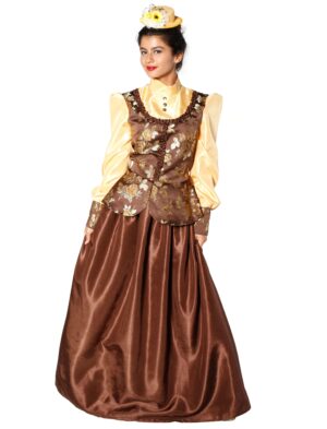 Kleid Viktorianische Dame Damen braun/gold L