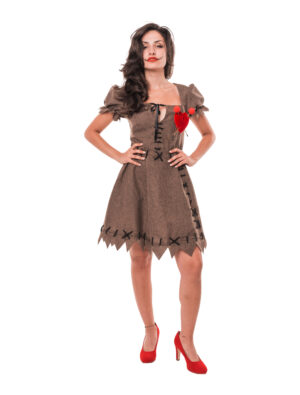 Kleid Voodoo Puppe Damen braun S/M
