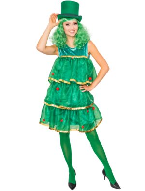 Kleid Weihnachtsbaum mit Tüll Damen grün S/M