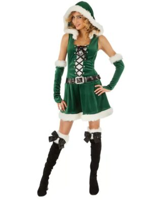 Kleid Weihnachtself 5tlg. Damen grün XS