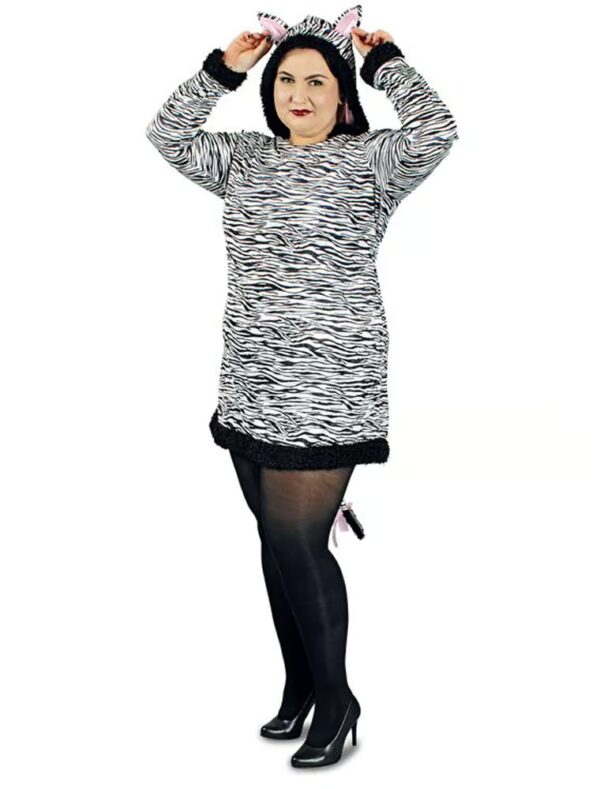 Kleid Zebra mit Kapuze Animal print schwarz/weiß L