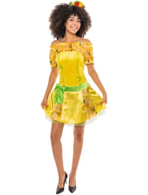 Kleid Zitrone 2-tlg. Damen gelb 34