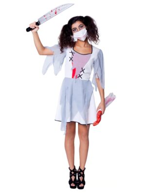 Kleid Zombie Damen weiß 36