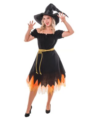 Kleid brennende Hexe schwarz XS