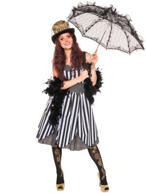 Kleid gestreift Damen schwarz/weiß L