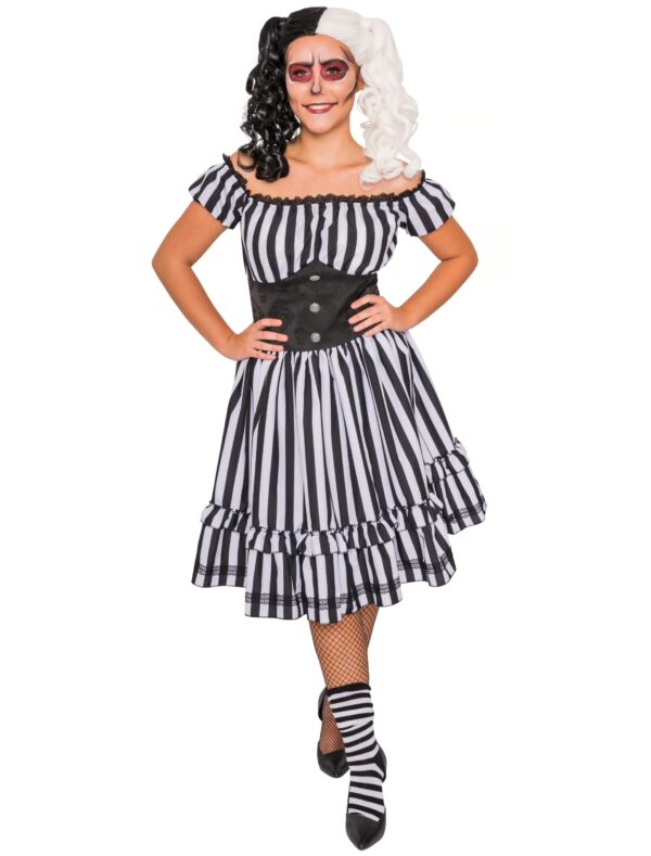 Kleid gestreift Damen schwarz/weiß M