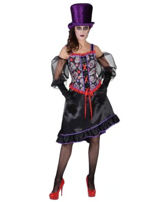 Kleid lang Day of Death deluxe Damen schwarz XL