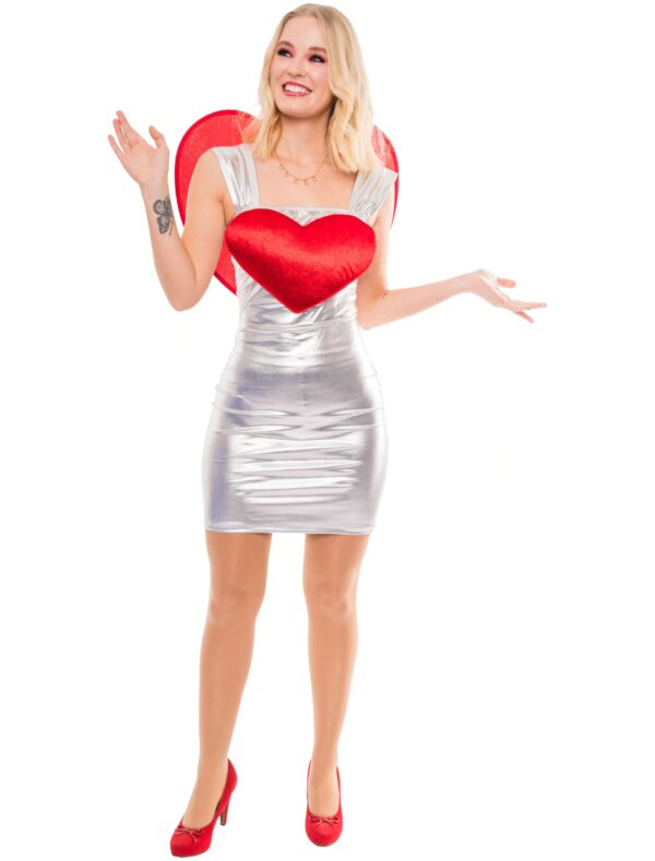 Kleid mit Herz 2-tlg. Damen rot/weiß 40-42