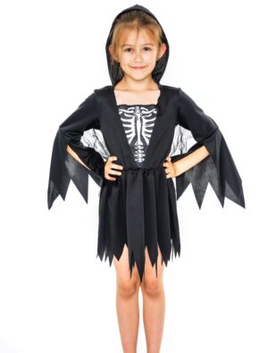 Kleid mit Skelett schwarz 116/128