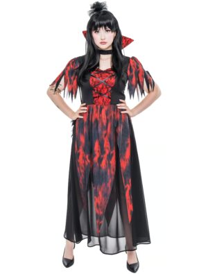 Kleid mit Stehkragen schwarz/rot 4XL/5XL