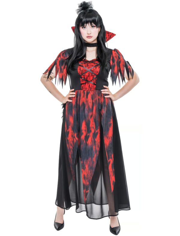Kleid mit Stehkragen schwarz/rot 4XL/5XL