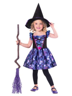 Kleid mythische Hexe 2-tlg. Kinder lila/schwarz 4-6 Jahre