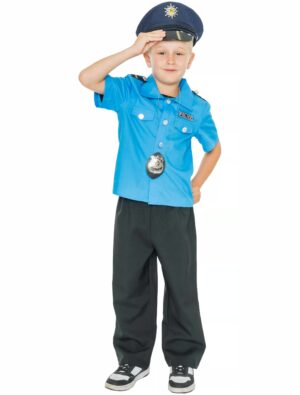 Kostüm Cop 2-teilig Kinder blau/schwarz 104