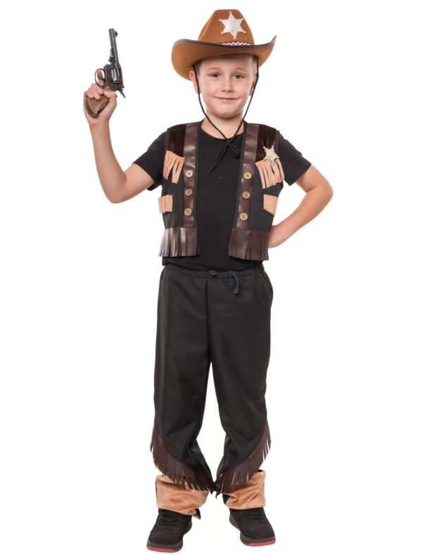 Kostüm Cowboy 2-tlg. Kinder braun/schwarz 4-6 Jahre