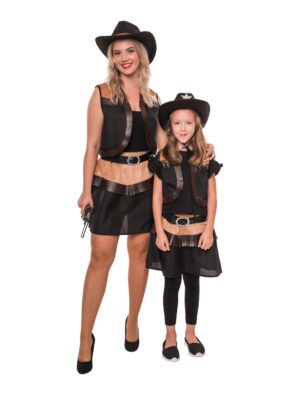 Kostüm Cowgirl 3-tlg. Kinder schwarz/braun 4-6 Jahre