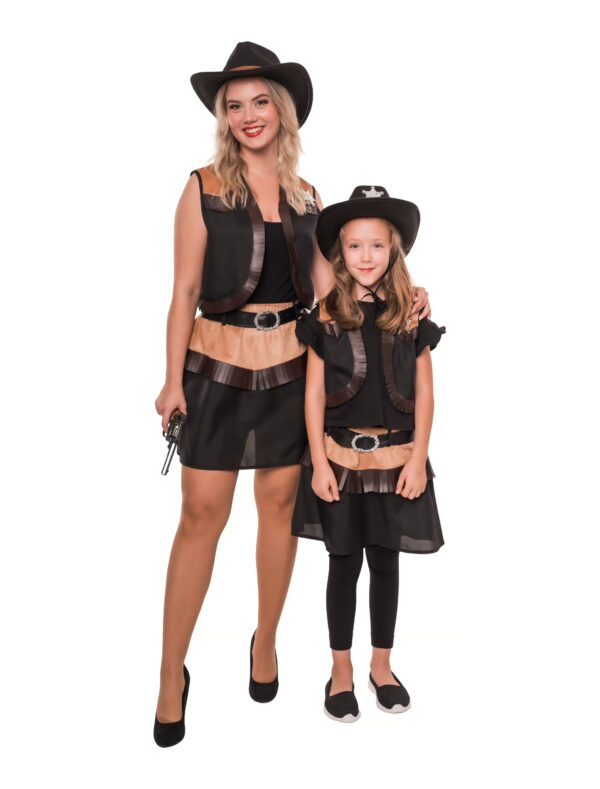 Kostüm Cowgirl 3-tlg. Kinder schwarz/braun 4-6 Jahre