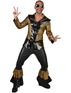 Kostüm Disco King Herren schwarz/gold 2XL