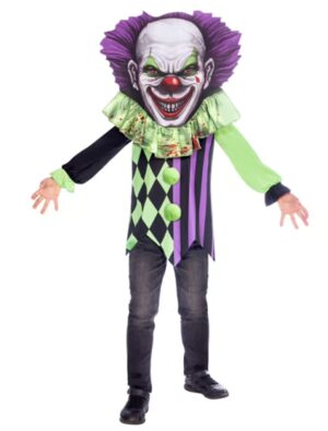 Kostüm Gruseliger Clown Kinder lila/grün one size