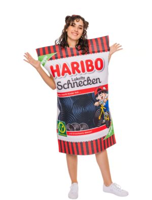 Kostüm HARIBO Lakritz Schnecken Erwachsene schwarz/weiß/rot one size