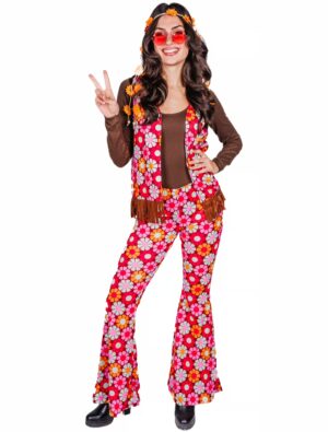 Kostüm Hippie 2-tlg. Damen pink L/XL