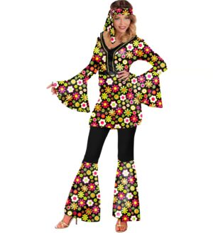 Kostüm Hippie Style Damen bunt M Farbe: bunt