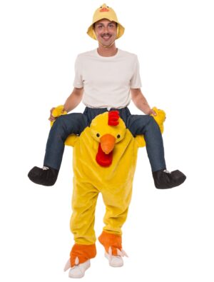 Kostüm Huckepack Huhn Erwachsene rot/gelb one size