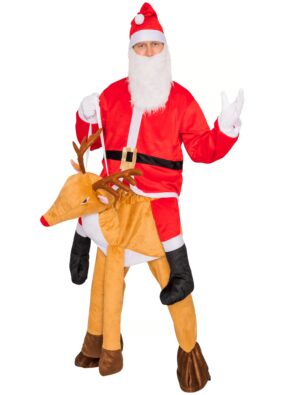 Kostüm Huckepack Rentier mit Santa 4-tlg. Farbe: braun/rot