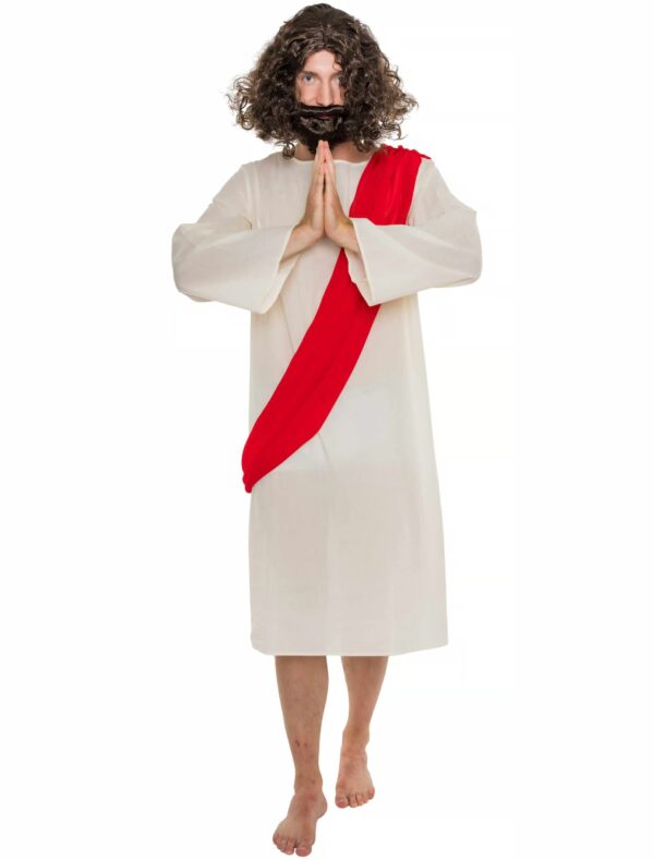 Kostüm Jesus 2-tlg. Herren beige/rot S/M