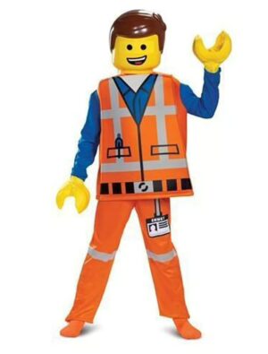 Kostüm LEGO Emmet deluxe 5-tlg. Kinder orange 4-6 Jahre