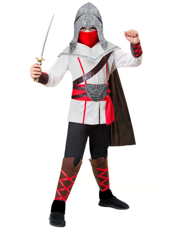 Kostüm Ninja Kinder 3-tlg. Farbe: schwarz/weiß/rot