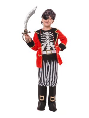 Kostüm Piratenskelett 2-tlg. Kinder schwarz/weiß/rot 4-6 Jahre