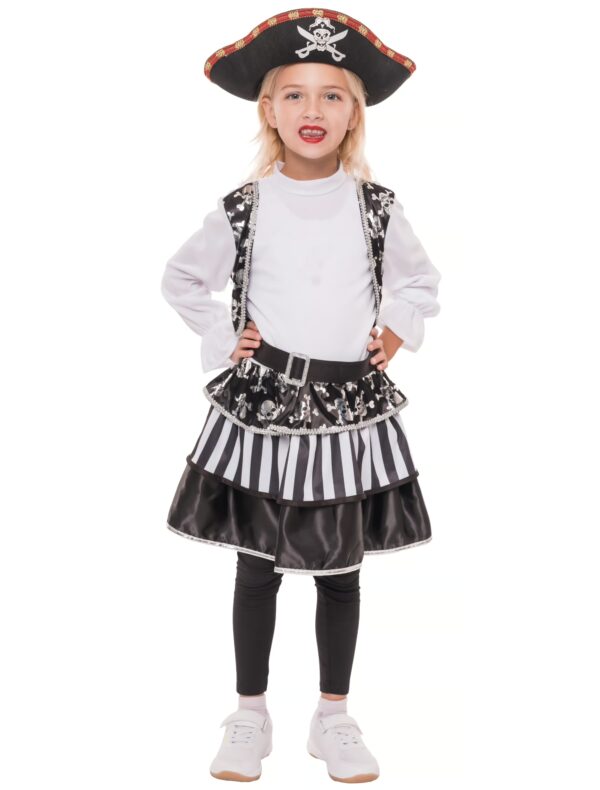 Kostüm Piratin 2-tlg. Kinder schwarz/weiß 4-6 Jahre