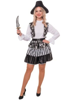 Kostüm Piratin 2-tlg. schwarz/weiß S/M