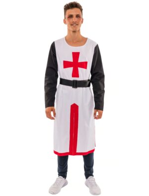 Kostüm Ritter mit Kreuz Herren schwarz/weiß/rot S/M