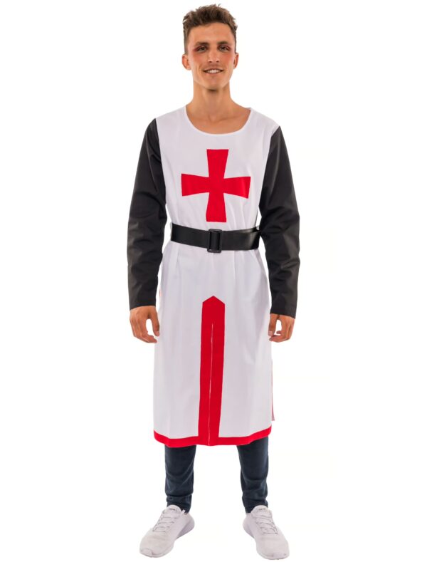 Kostüm Ritter mit Kreuz Herren schwarz/weiß/rot S/M