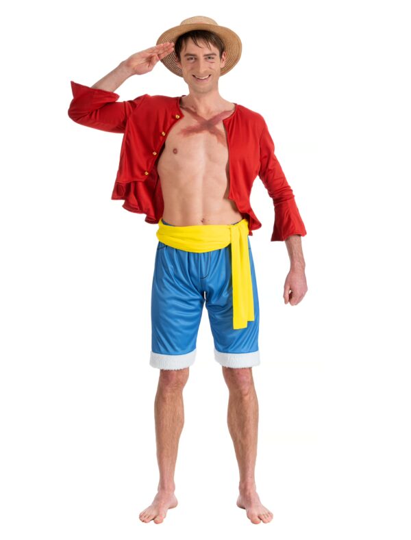 Kostüm Ruffy One Piece 4-tlg. Herren rot/blau/gelb L