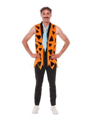 Kostüm Steinzeitmann 2-tlg. orange/schwarz S/M