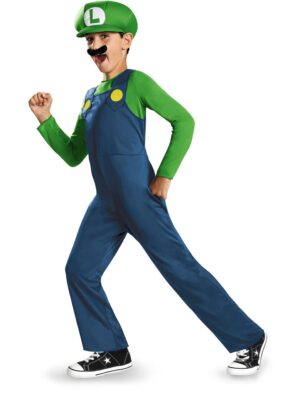 Kostüm Super Mario Luigi 3-tlg. Kinder blau/grün 4-6 Jahre