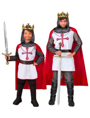 Kostüm Tempelritter 3-tlg. Kinder rot/silber 140