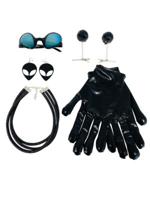 Kostümzubehör Alien Set schwarz 5-tlg.