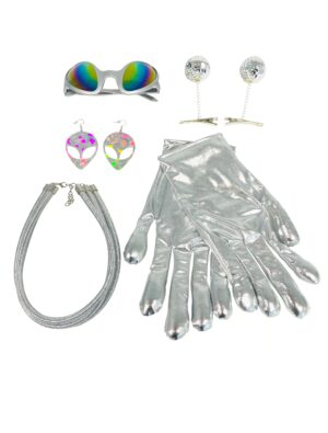 Kostümzubehör Alien Set silber 5-tlg.