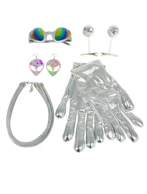 Kostümzubehör Alien Set silber 5-tlg.