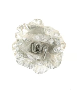 Kostümzubehör Ansteckblume einfach silber