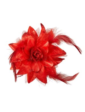 Kostümzubehör Ansteckblume mit Spitzen rot